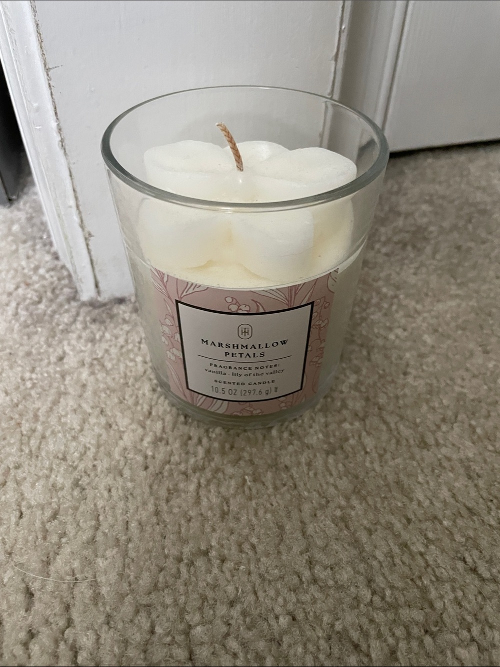 Threshold Marshmallow Petals White Floral Candle in Clear Glass
